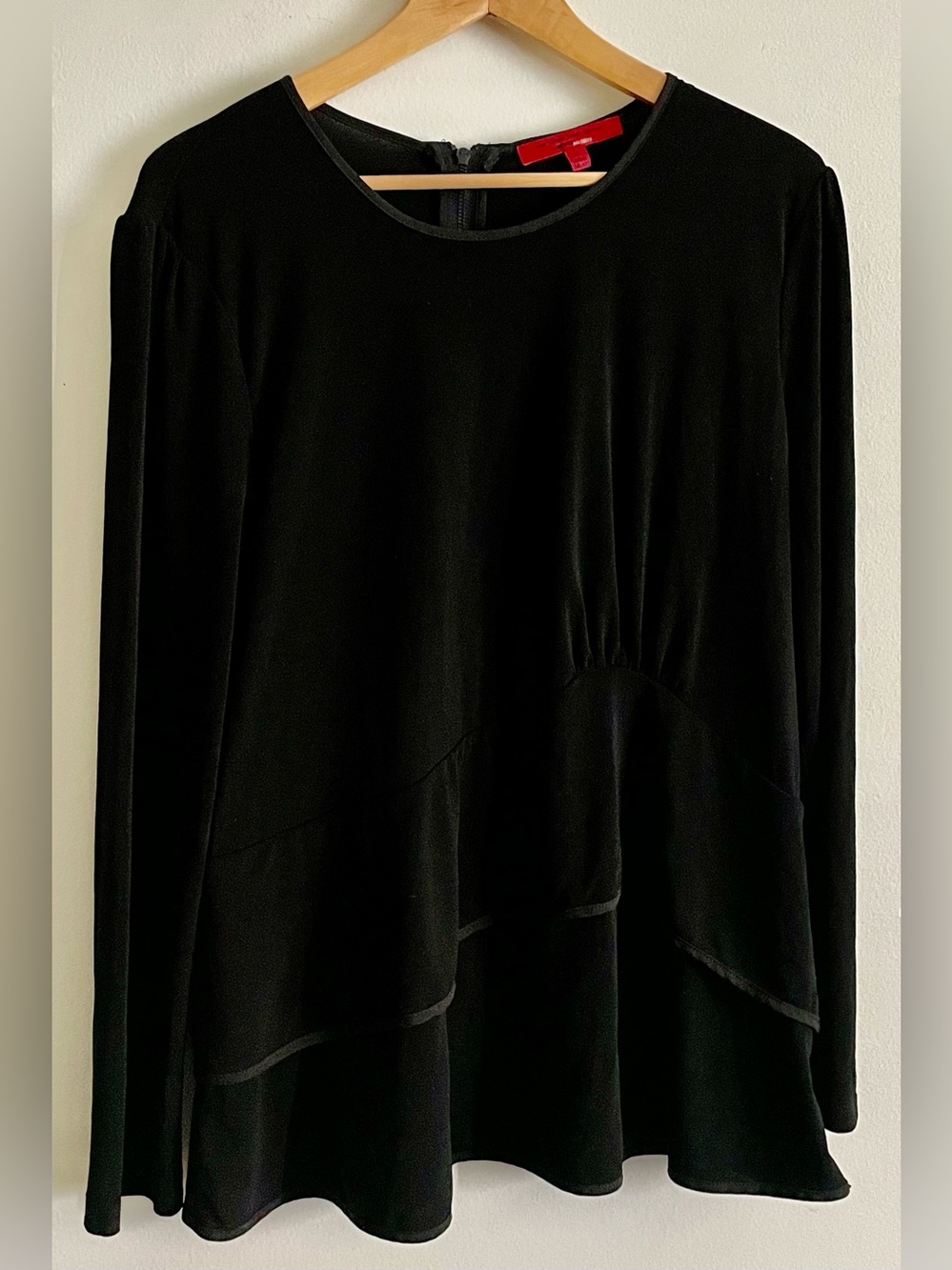 🖤 Narciso Rodriguez Black Layered Hem Long-Sleeve Blouse 🖤